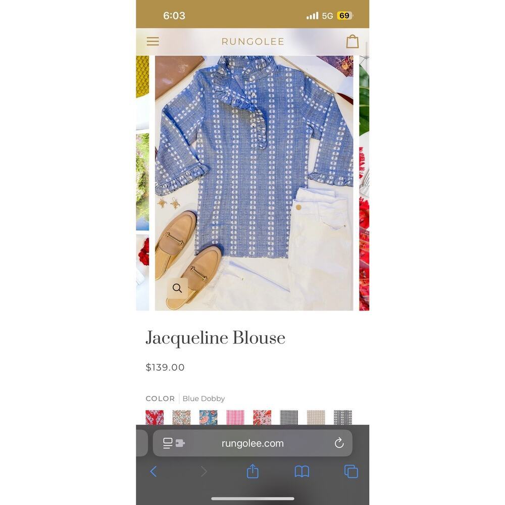 Rungolee Jacqueline Blouse Blue Floral Popover Top Ruffle Embroidered Size Small - Picture 2 of 11